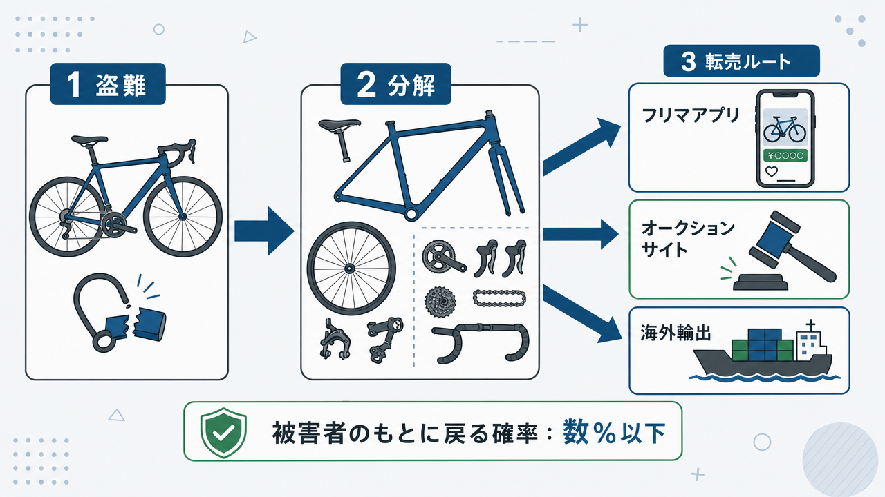 自転車盗難で見つかる確率の真実。50%は平均値、スポーツ車は数%しか戻らない のサムネイル