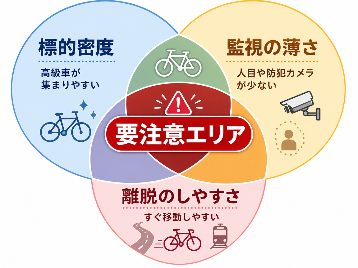自転車盗難が起こりやすい場所の本当のパターン：駅・大学・商業施設・自宅の狩場構造 のサムネイル