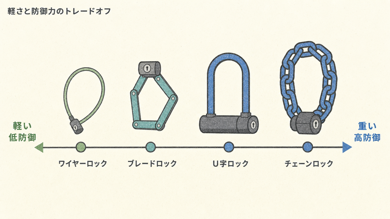 軽いロードバイクと重い頑丈な鍵の矛盾をどう解くか のサムネイル